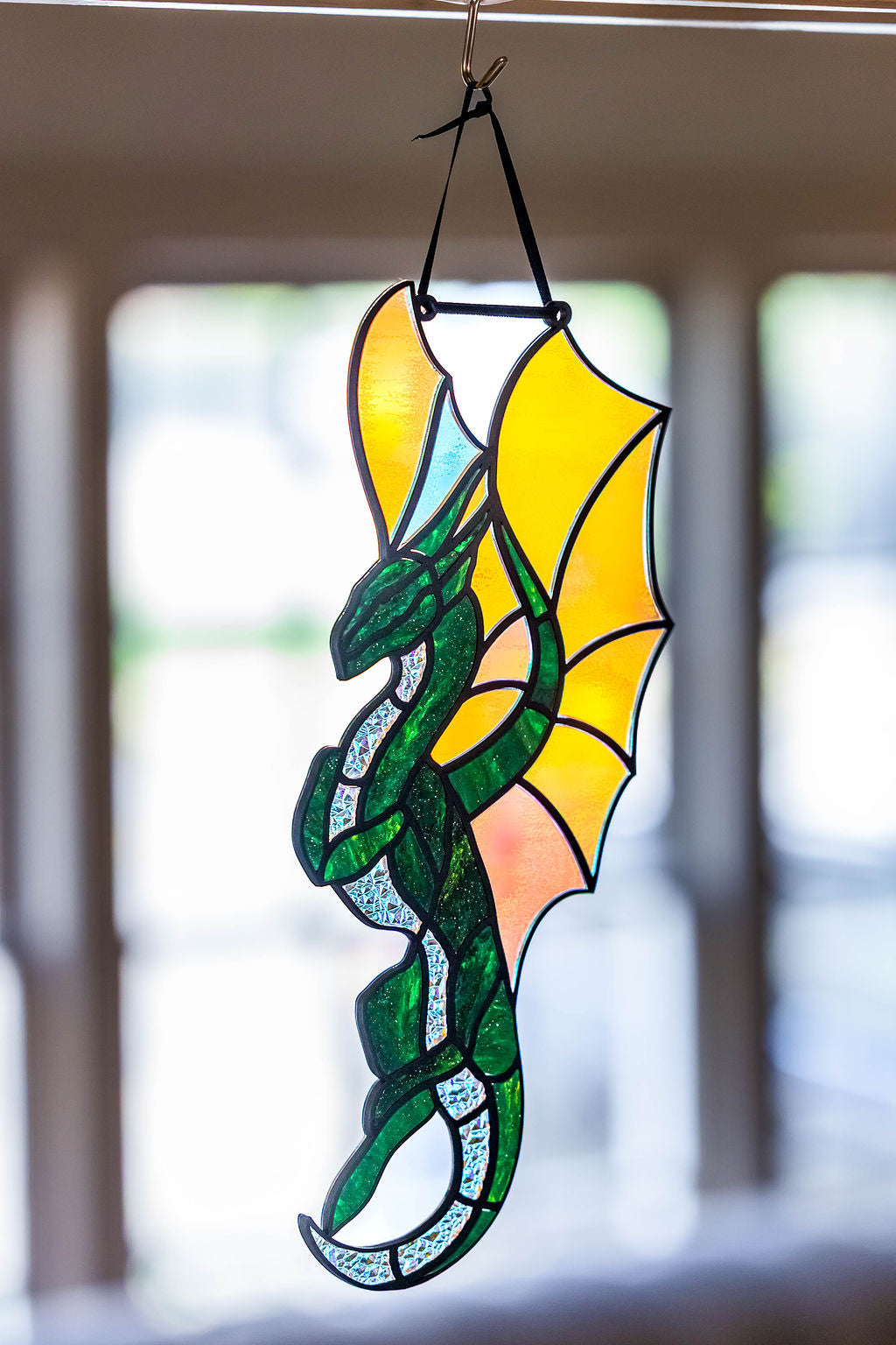 Green Dragon Stained "Glass" Suncatcher