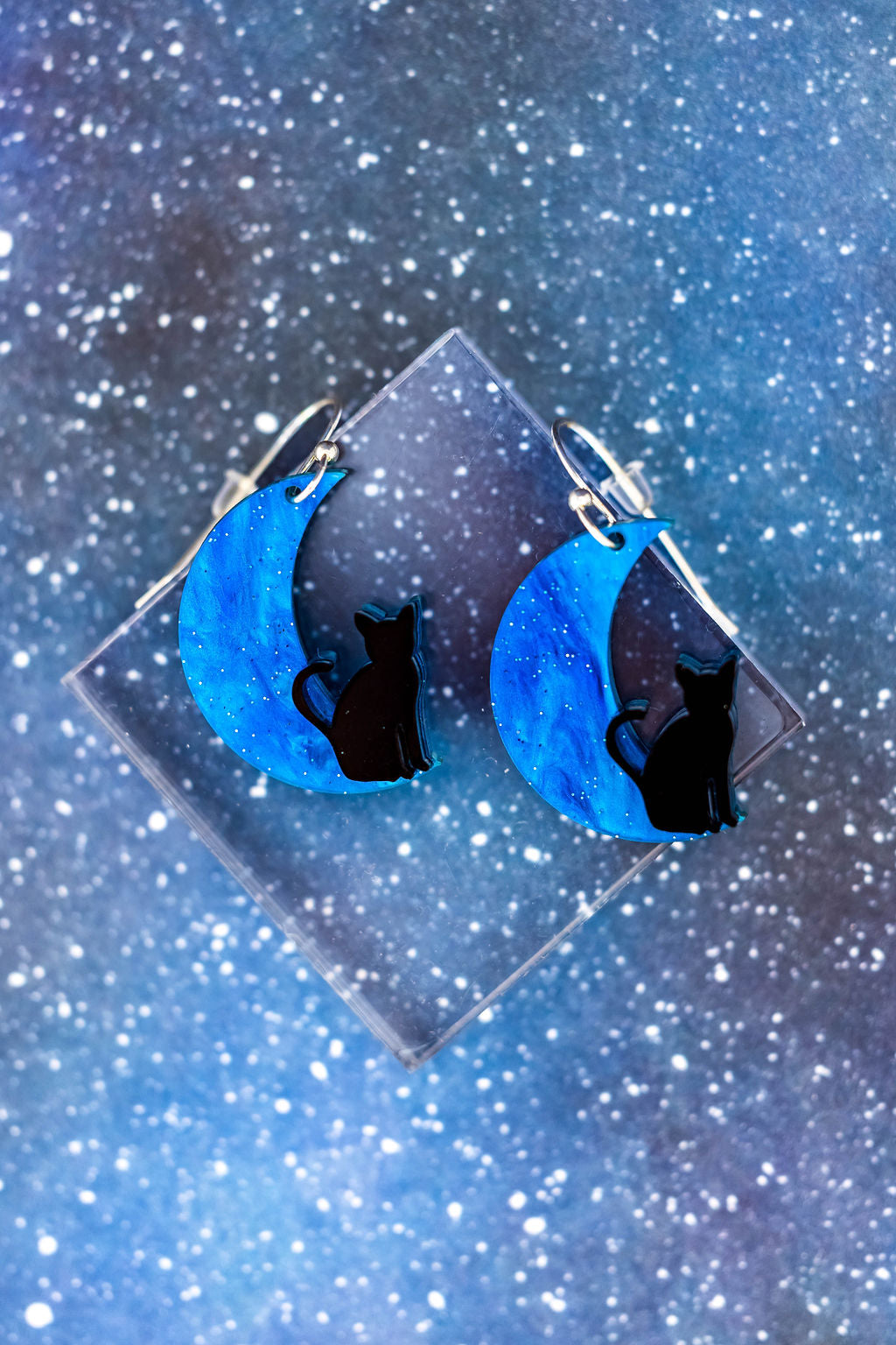 Cat in Moon Earrings