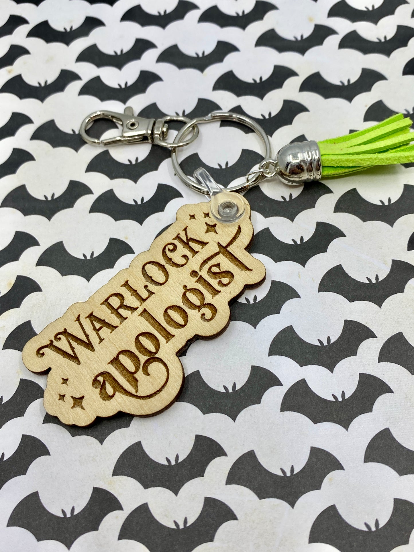 Warlock Apologist Wooden Keychain with Tassel