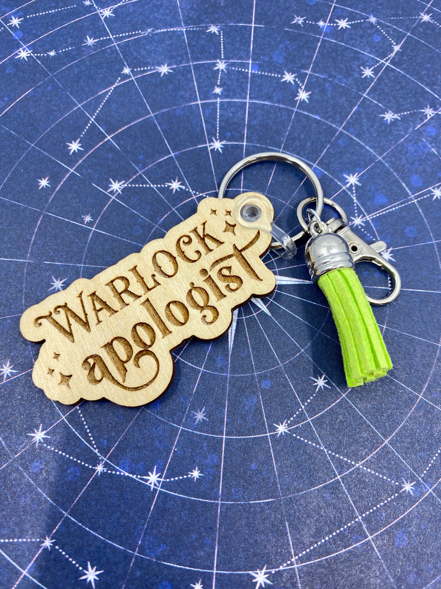 Warlock Apologist Wooden Keychain with Tassel