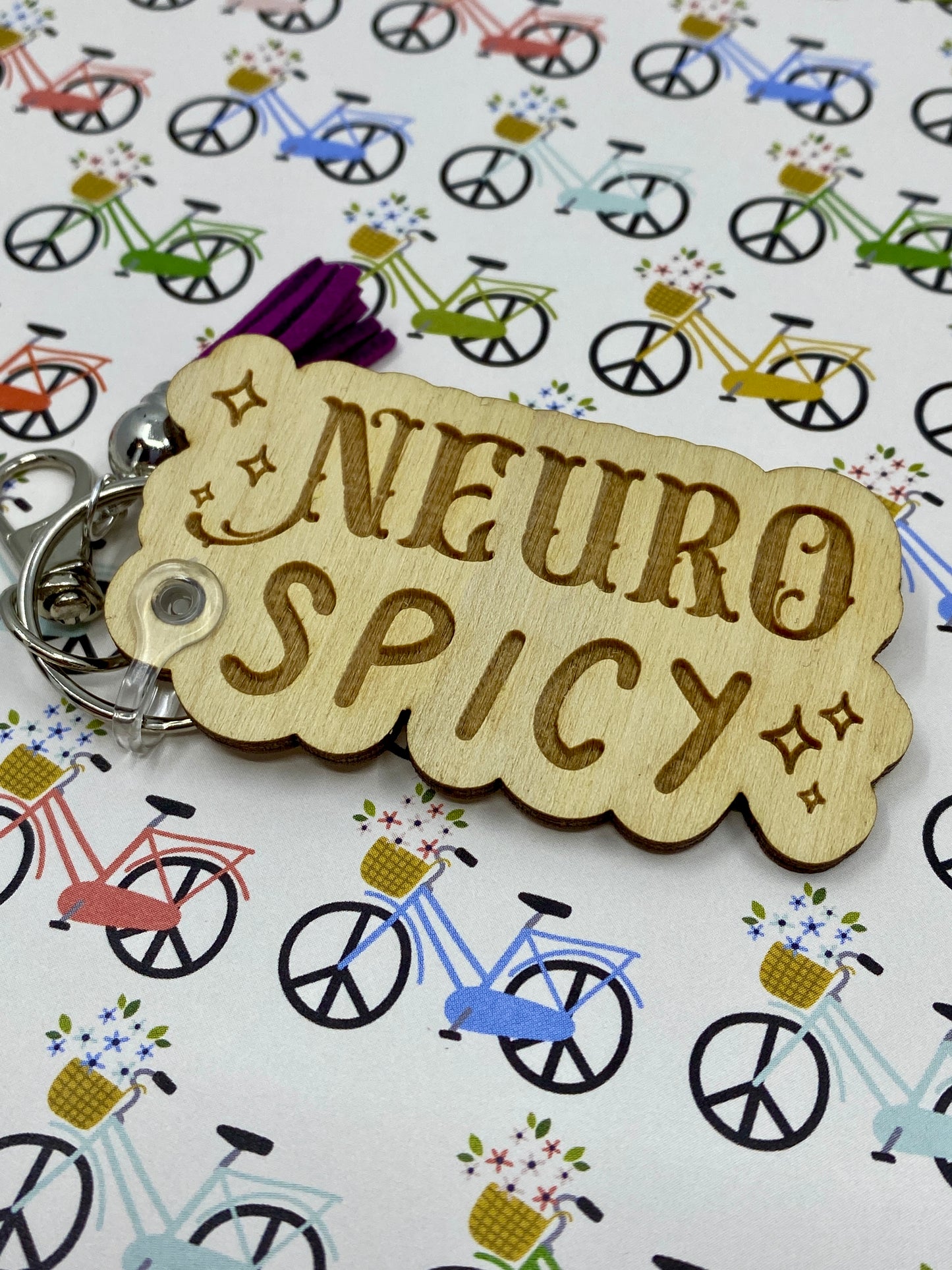 Neuro Spicy Wooden Keychain with tassel