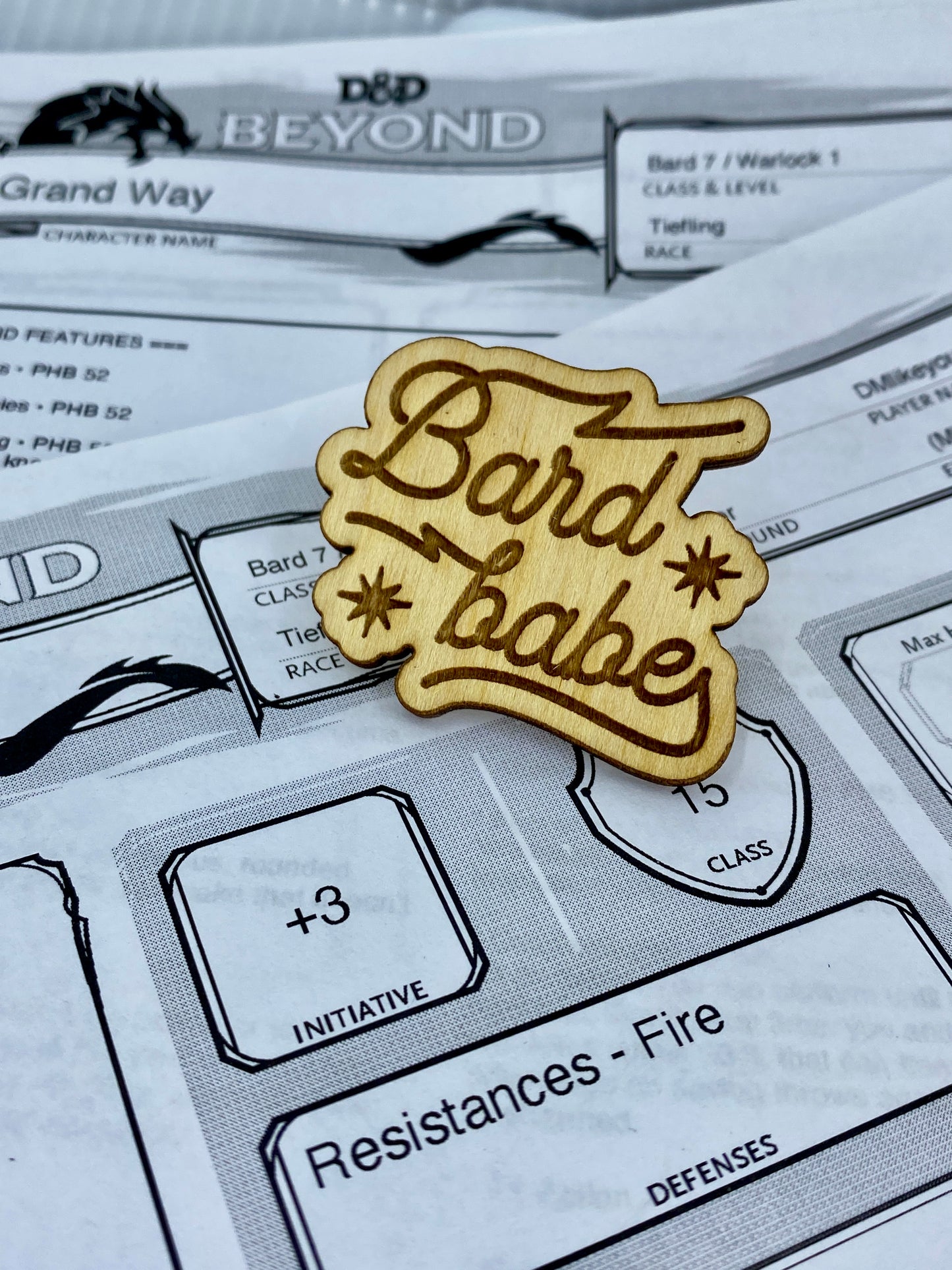 Bard Babe Wooden Pin