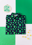 Green and Black Dice Print Button Down Shirt