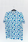 Blue and White Dice Print Button Down Shirt