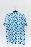 Blue and White Dice Print Button Down Shirt