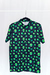 Green and Black Dice Print Button Down Shirt