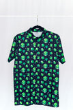 Green and Black Dice Print Button Down Shirt