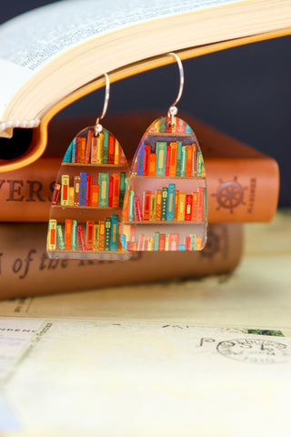 Library Bookshelf Earrings