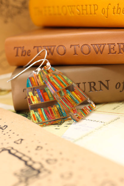 Library Bookshelf Earrings