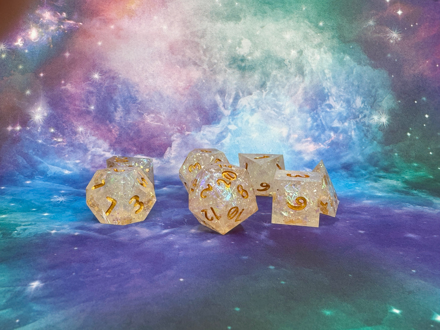 Rose Quartz Handcrafted Dice Set