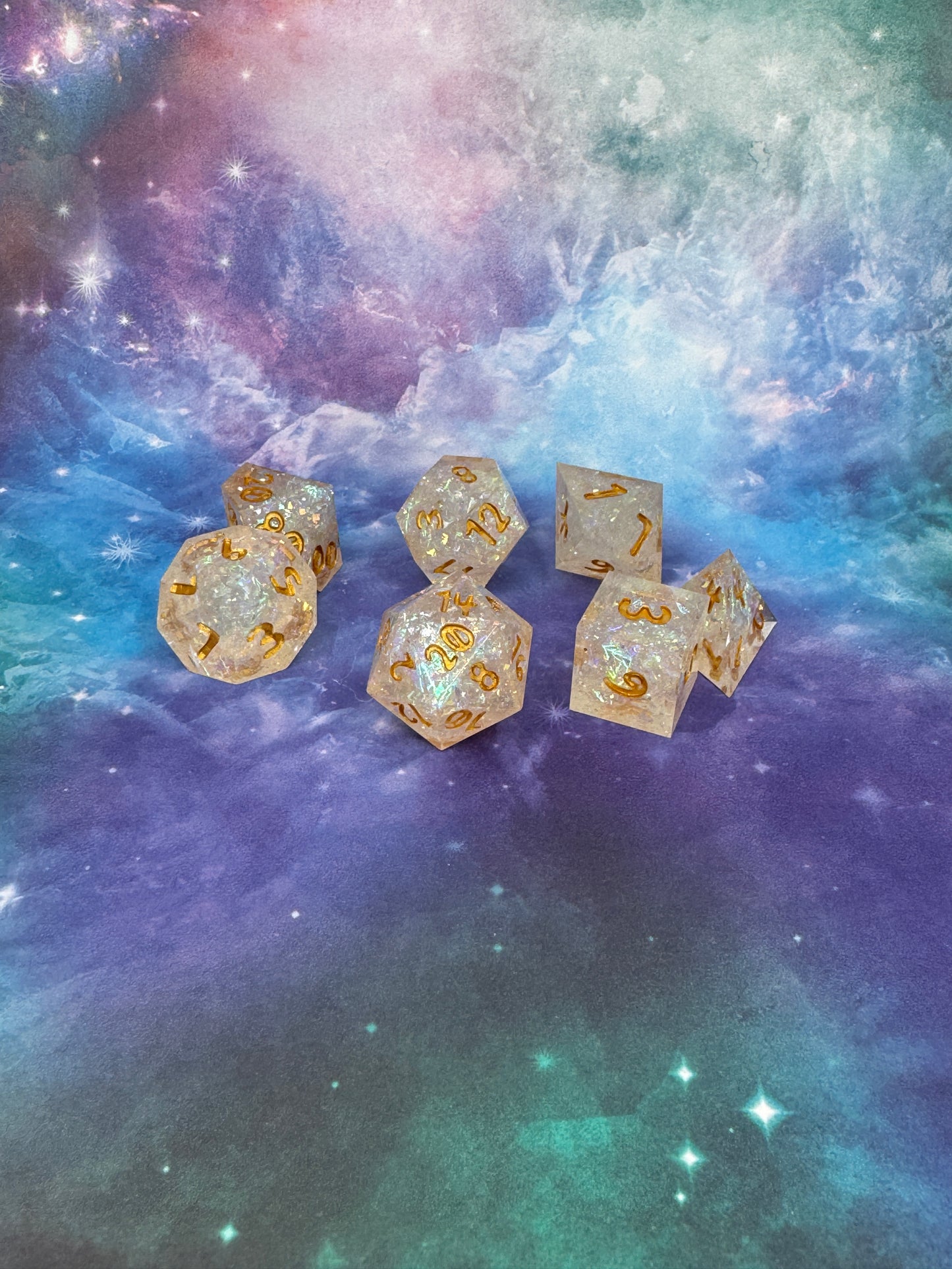 Rose Quartz Handcrafted Dice Set