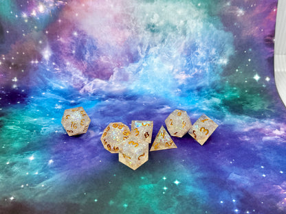 Rose Quartz Handcrafted Dice Set