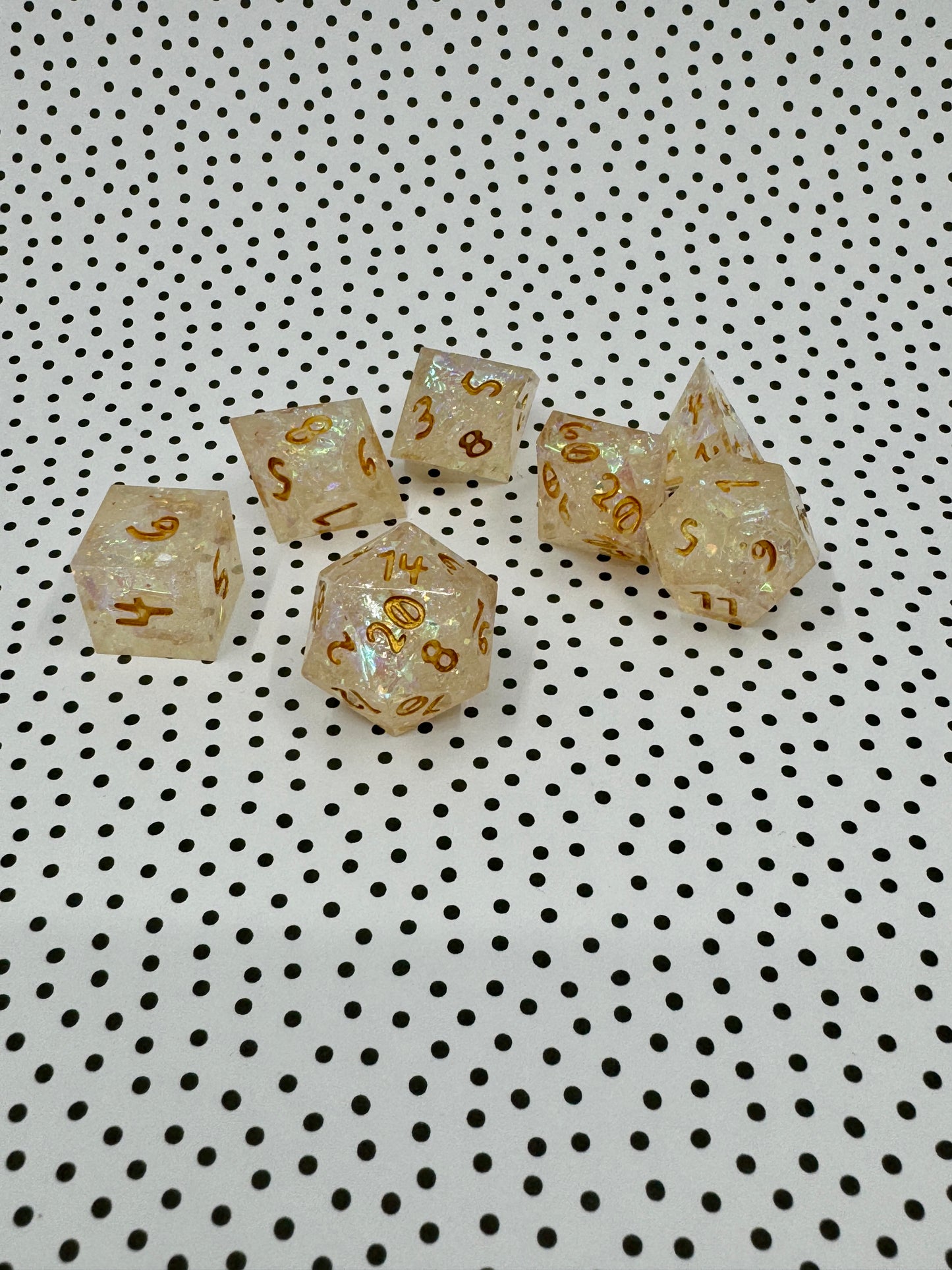 Rose Quartz Handcrafted Dice Set