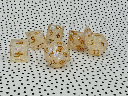 Rose Quartz Handcrafted Dice Set