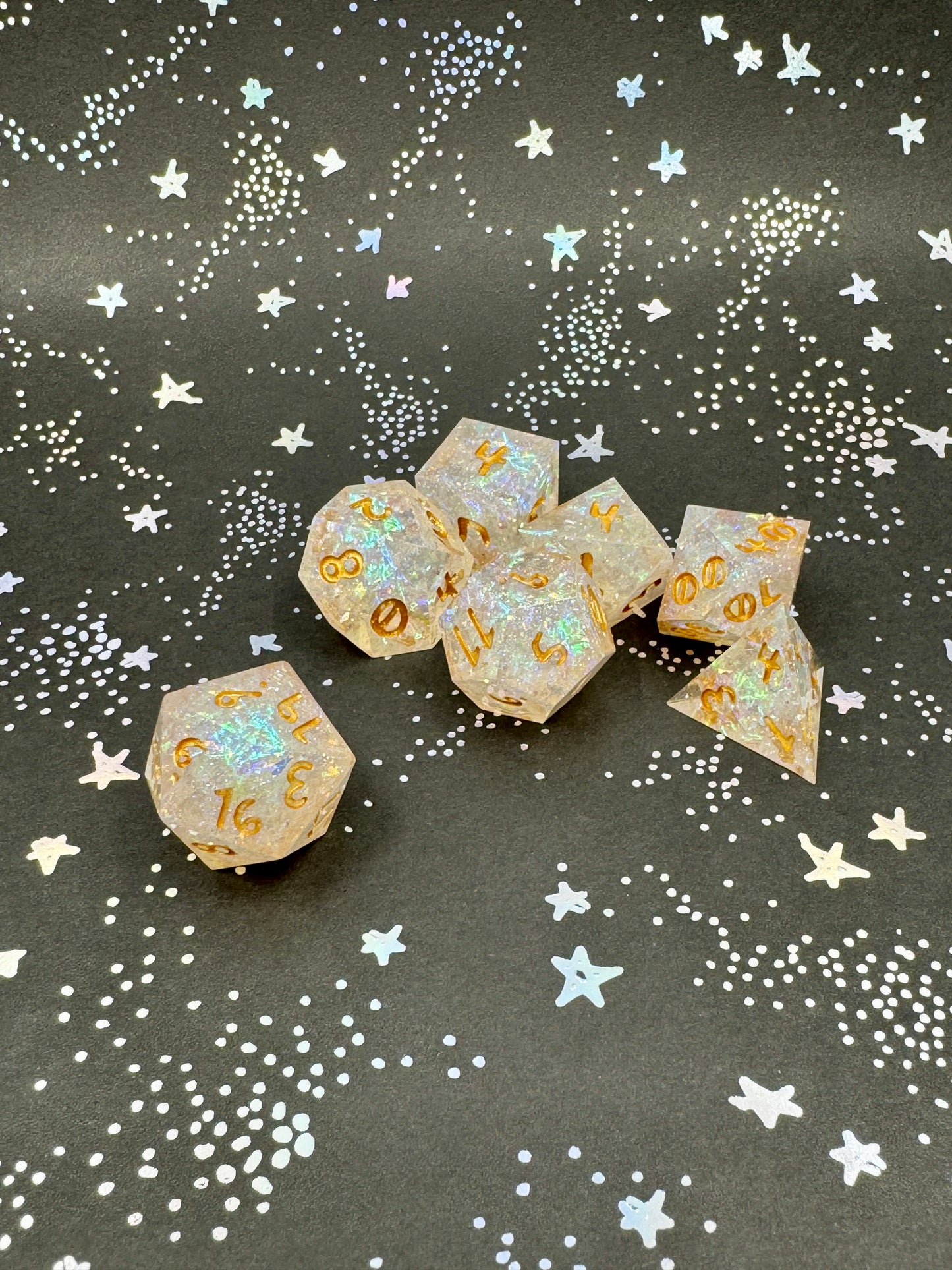 Rose Quartz Handcrafted Dice Set