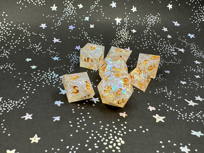 Rose Quartz Handcrafted Dice Set