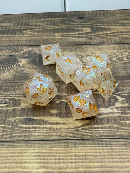 Rose Quartz Handcrafted Dice Set