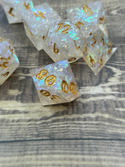 Rose Quartz Handcrafted Dice Set