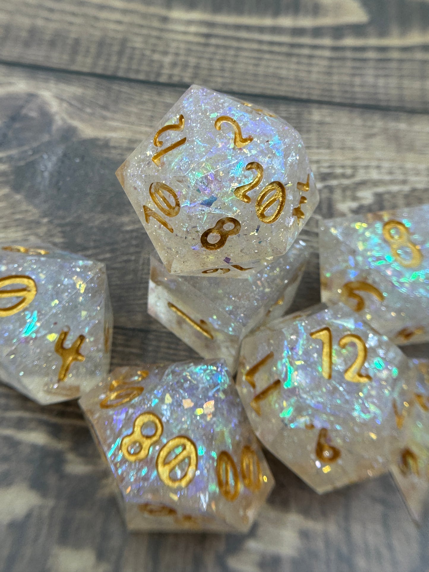 Rose Quartz Handcrafted Dice Set