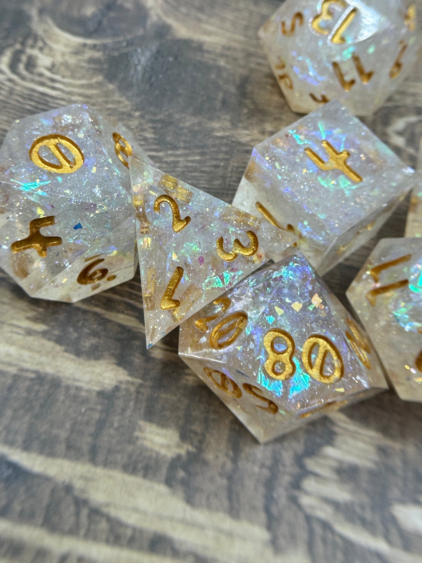 Rose Quartz Handcrafted Dice Set