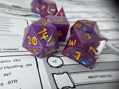 Purple Cosmos Handcrafted Dice Set