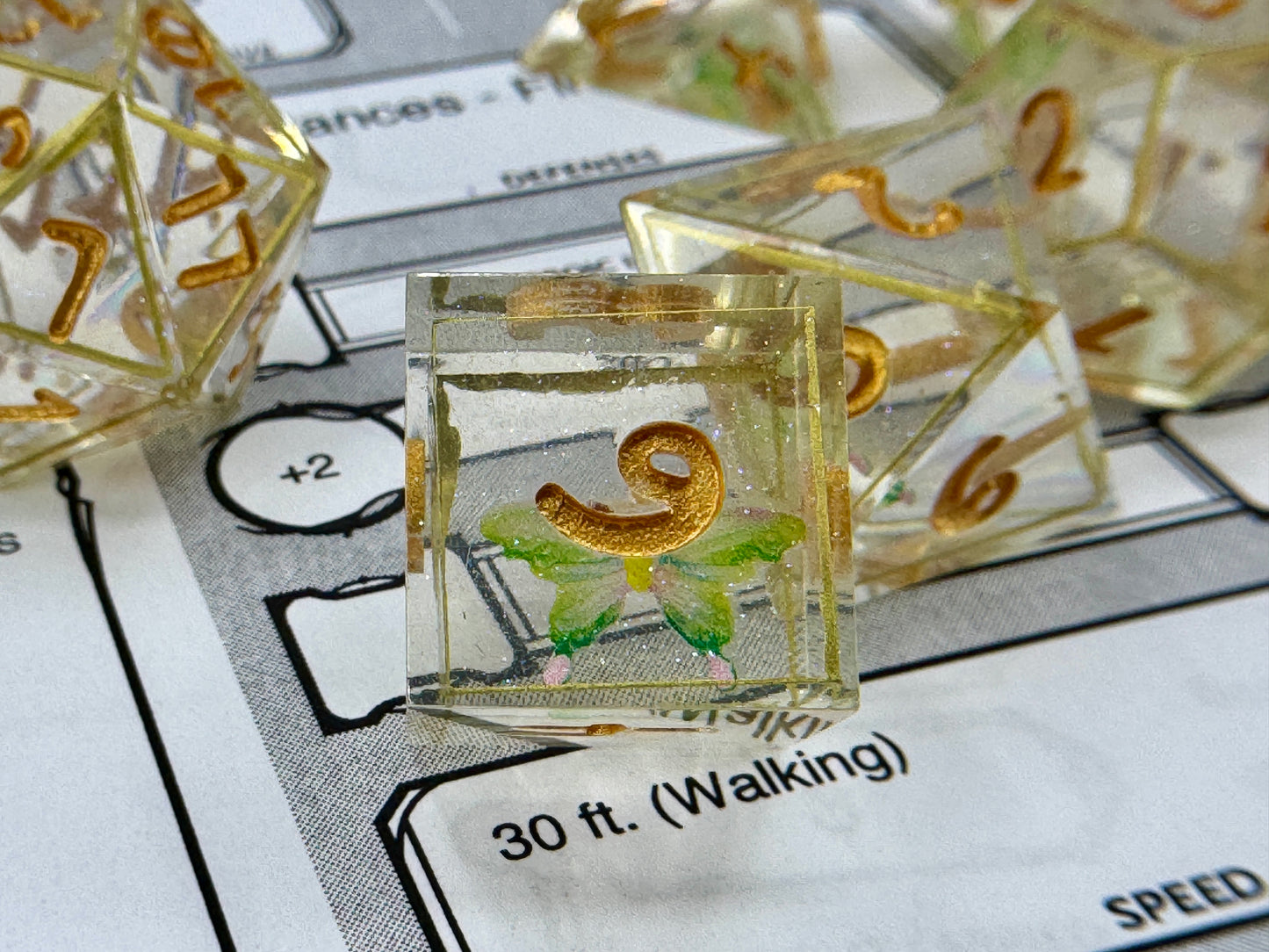 Like a Moth to the Frame Handcrafted Dice Set