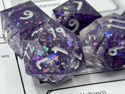 Amethyst Nebula Handcrafted Dice Set