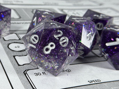 Amethyst Nebula Handcrafted Dice Set