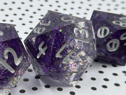 Amethyst Nebula Handcrafted Dice Set