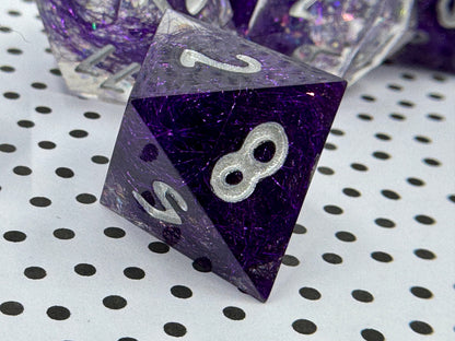 Amethyst Nebula Handcrafted Dice Set