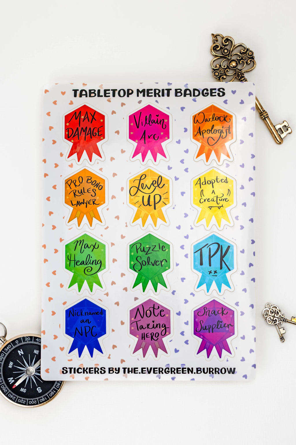 Tabletop Merit Badge Sticker Sheets D&D Stickers Achievement Mega Pack