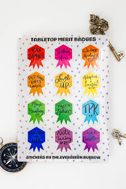 Tabletop Merit Badge Sticker Sheets D&D Stickers Achievement Mega Pack
