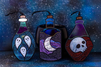 Apothecary Set of Three Acrylic Stained "Glass" Potion Bottles