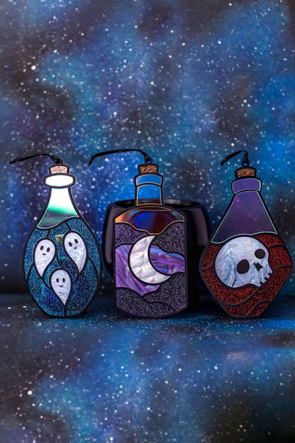 Apothecary Set of Three Acrylic Stained "Glass" Potion Bottles