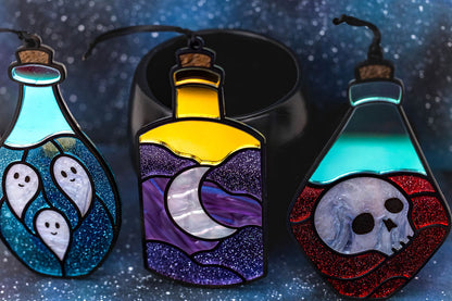 Apothecary Set of Three Acrylic Stained "Glass" Potion Bottles