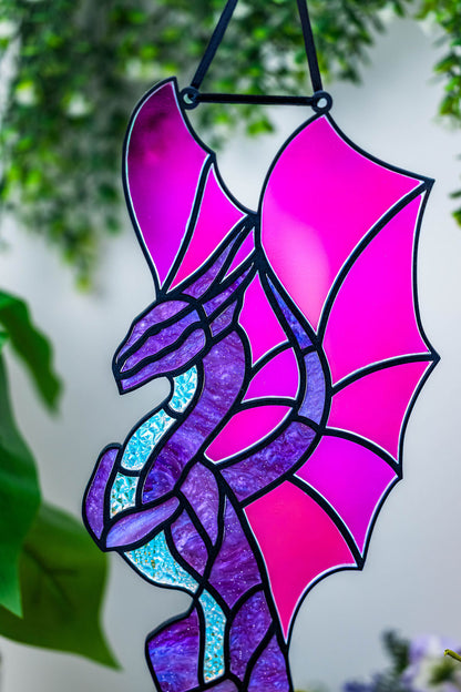 Purple Dragon Stained "Glass" Suncatcher