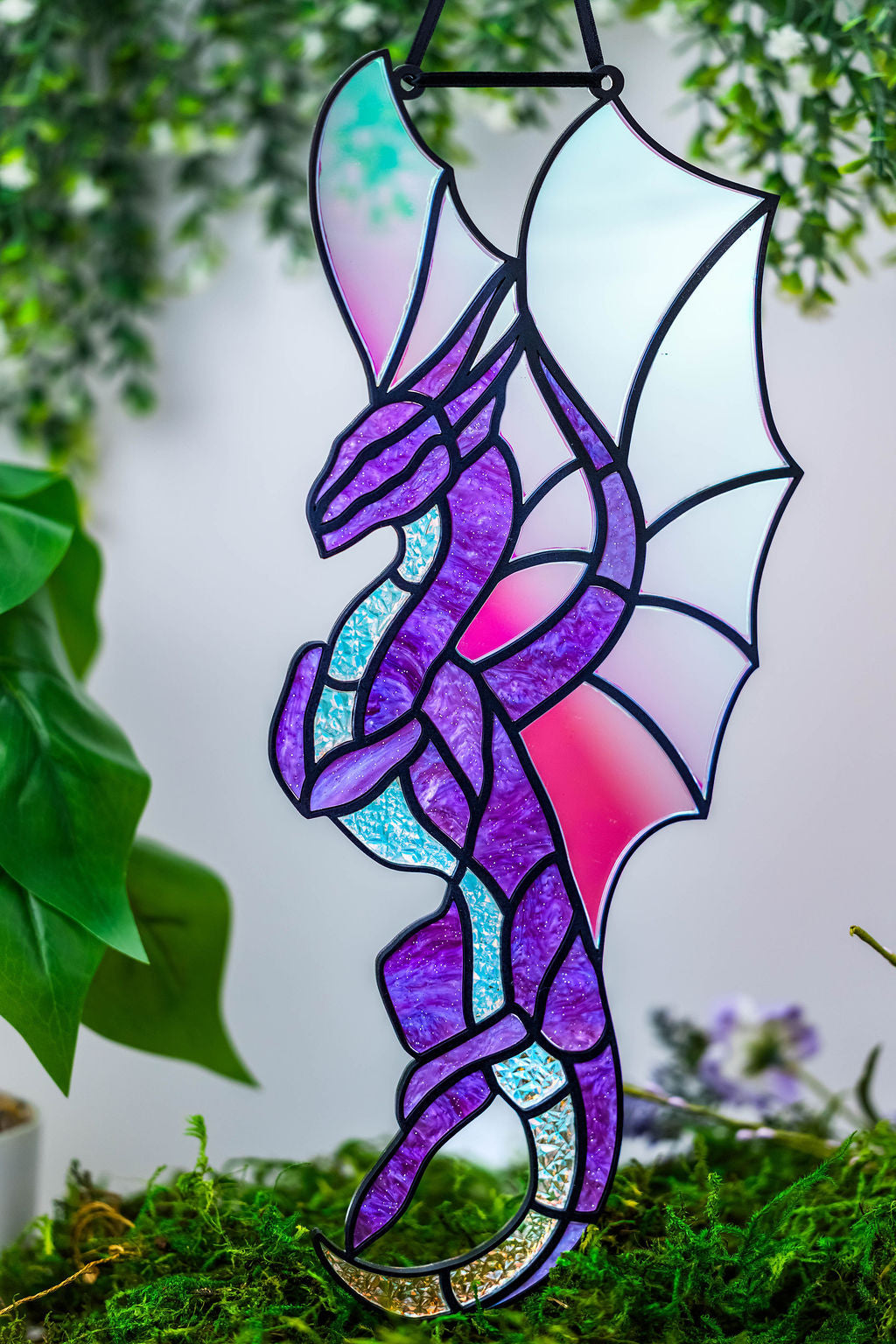 Purple Dragon Stained "Glass" Suncatcher