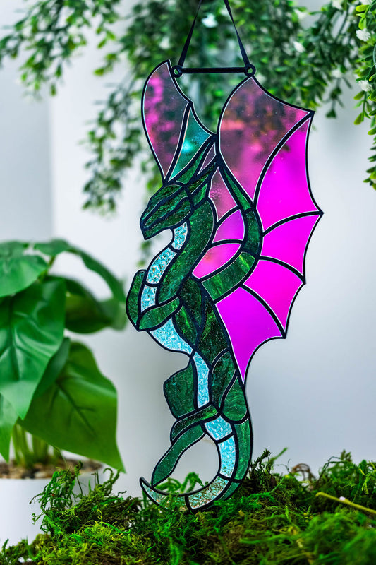 Green Dragon Stained "Glass" Suncatcher