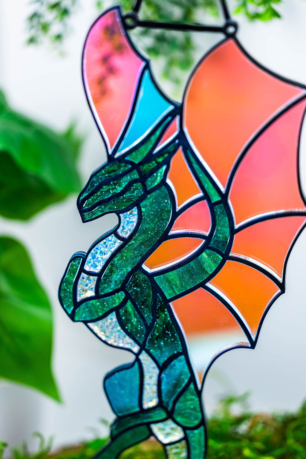 Green Dragon Stained "Glass" Suncatcher