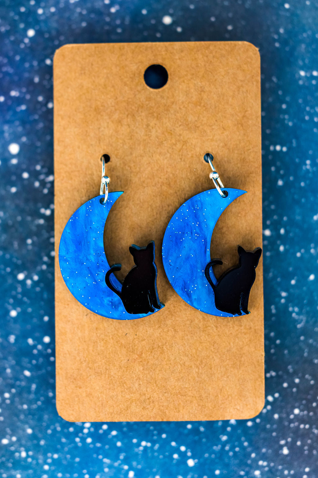 Cat in Moon Earrings