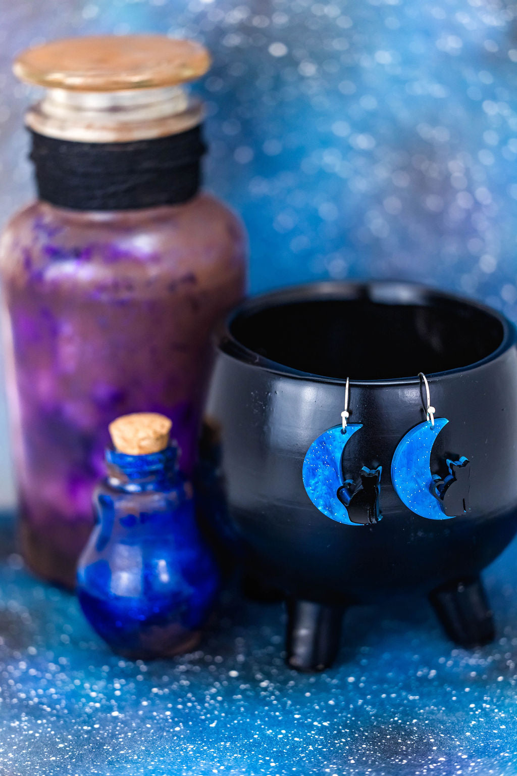 Cat in Moon Earrings