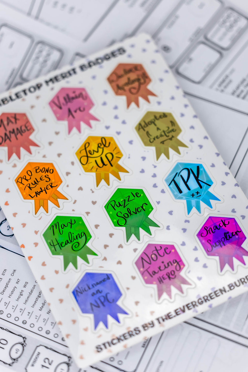 Tabletop Merit Badge Sticker Sheets D&D Stickers Achievement Mega Pack