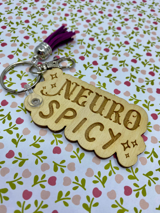 Neuro Spicy Wooden Keychain with tassel