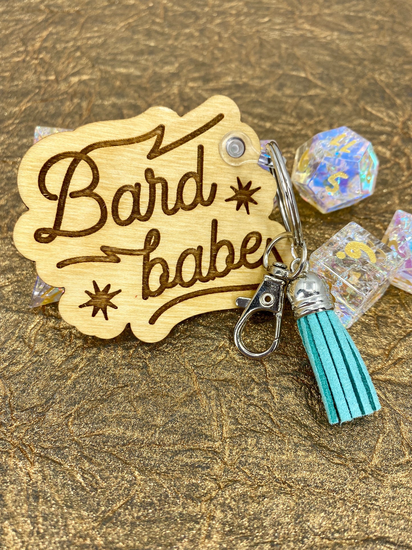 Bard Babe Wooden Keychain with tassel