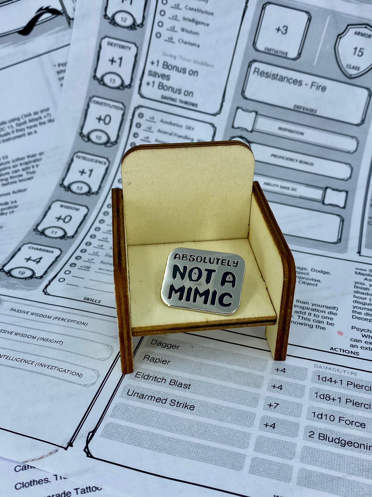 Absolutely Not A Mimic Enamel Pin