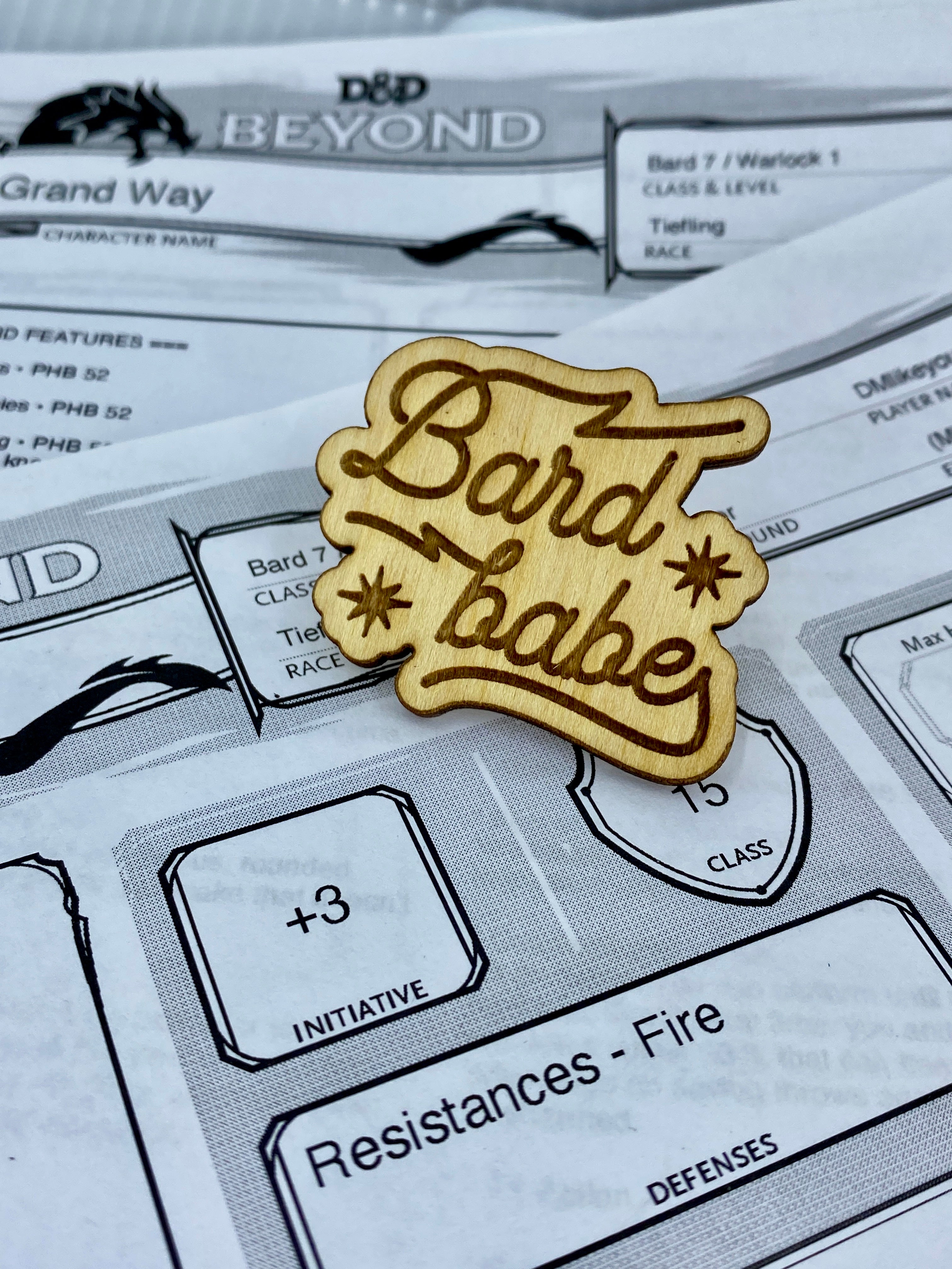 Bard Babe Wooden Pin – the.evergreen.burrow