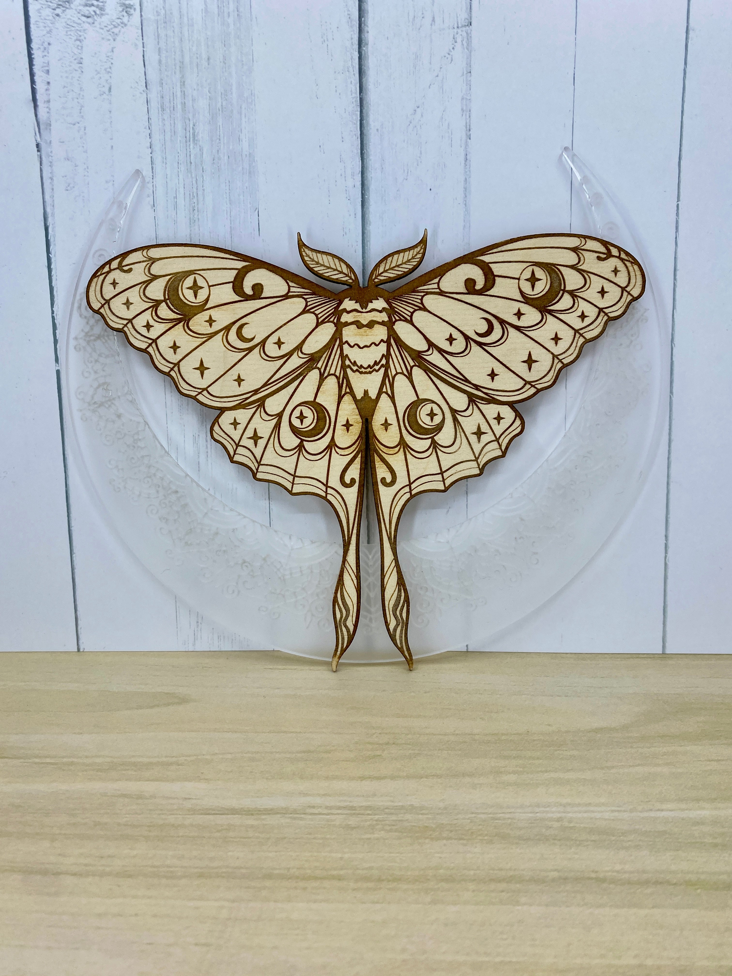 Luna factory moth mixed-media painting