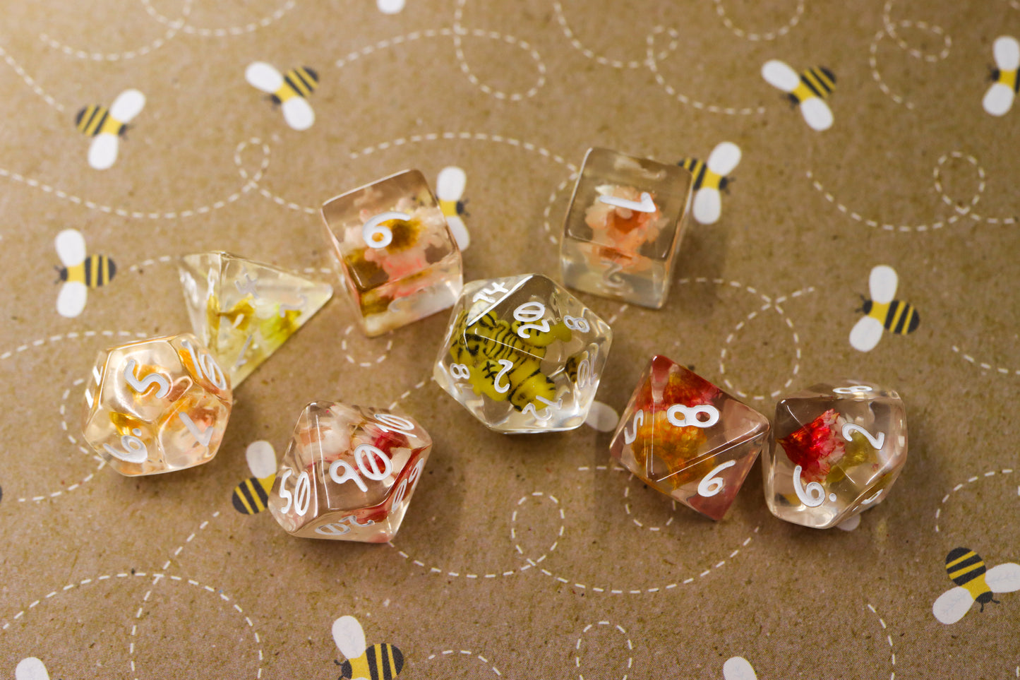 Bees Among the Flowers Dice Set