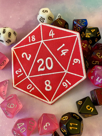 D20 Iron On Patch Tabletop Gaming Patch Gift for Gamers