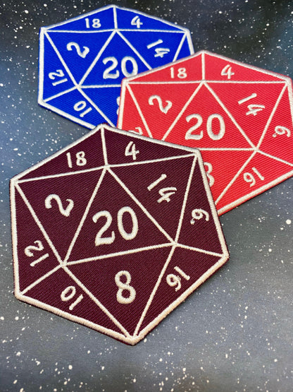 D20 Iron On Patch Tabletop Gaming Patch Gift for Gamers